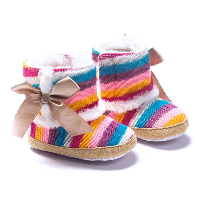 Rainbow Striped Baby Boots