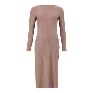 RINA WARM TAUPE TUNIC MIDI DRESS