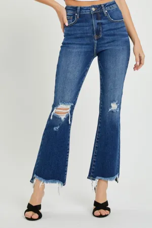 Risen High Rise Distressed Crop Flare Jeans