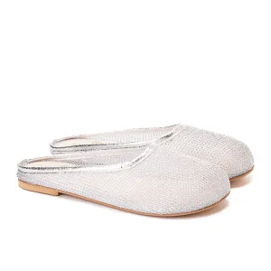 Round Toe Women's Mesh Mule Slippers - Silver