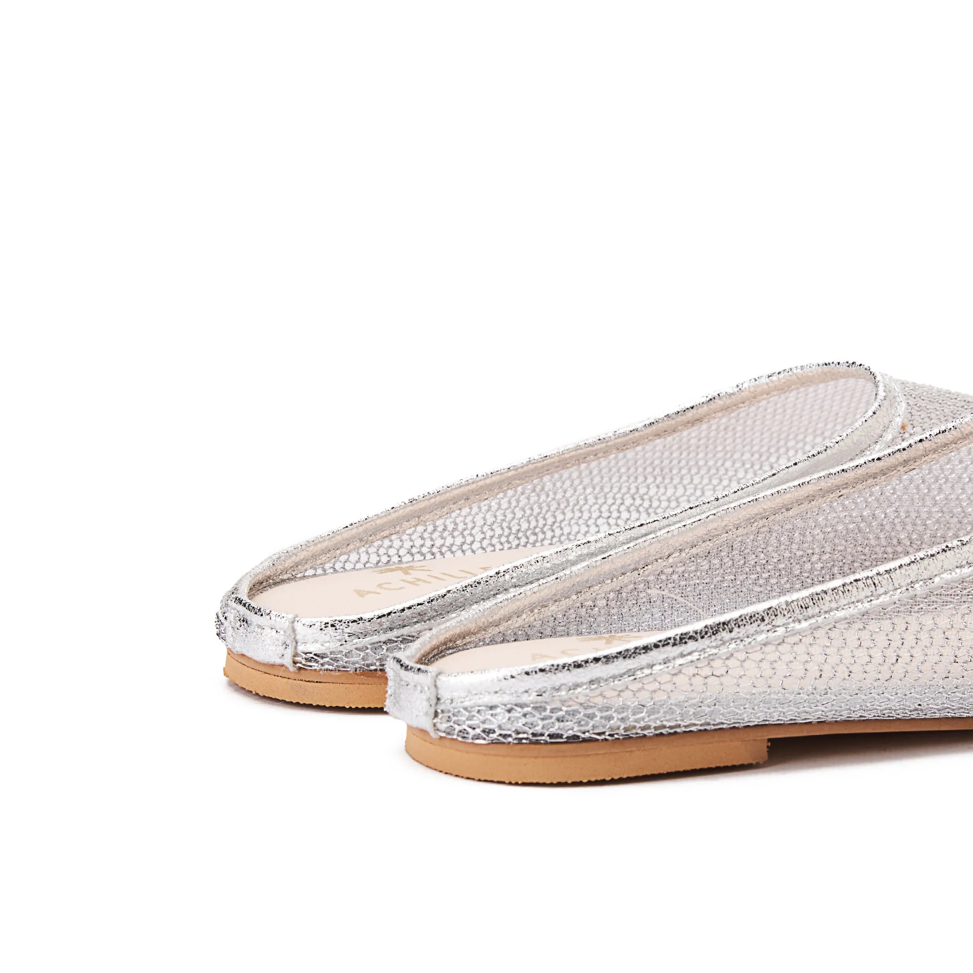 Round Toe Women's Mesh Mule Slippers - Silver