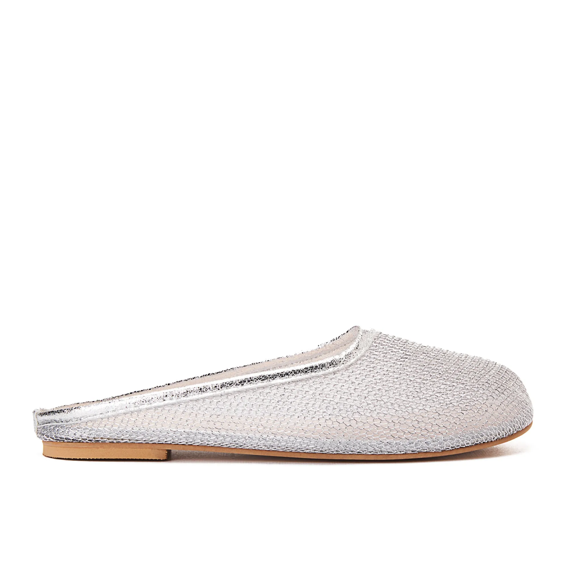 Round Toe Women's Mesh Mule Slippers - Silver