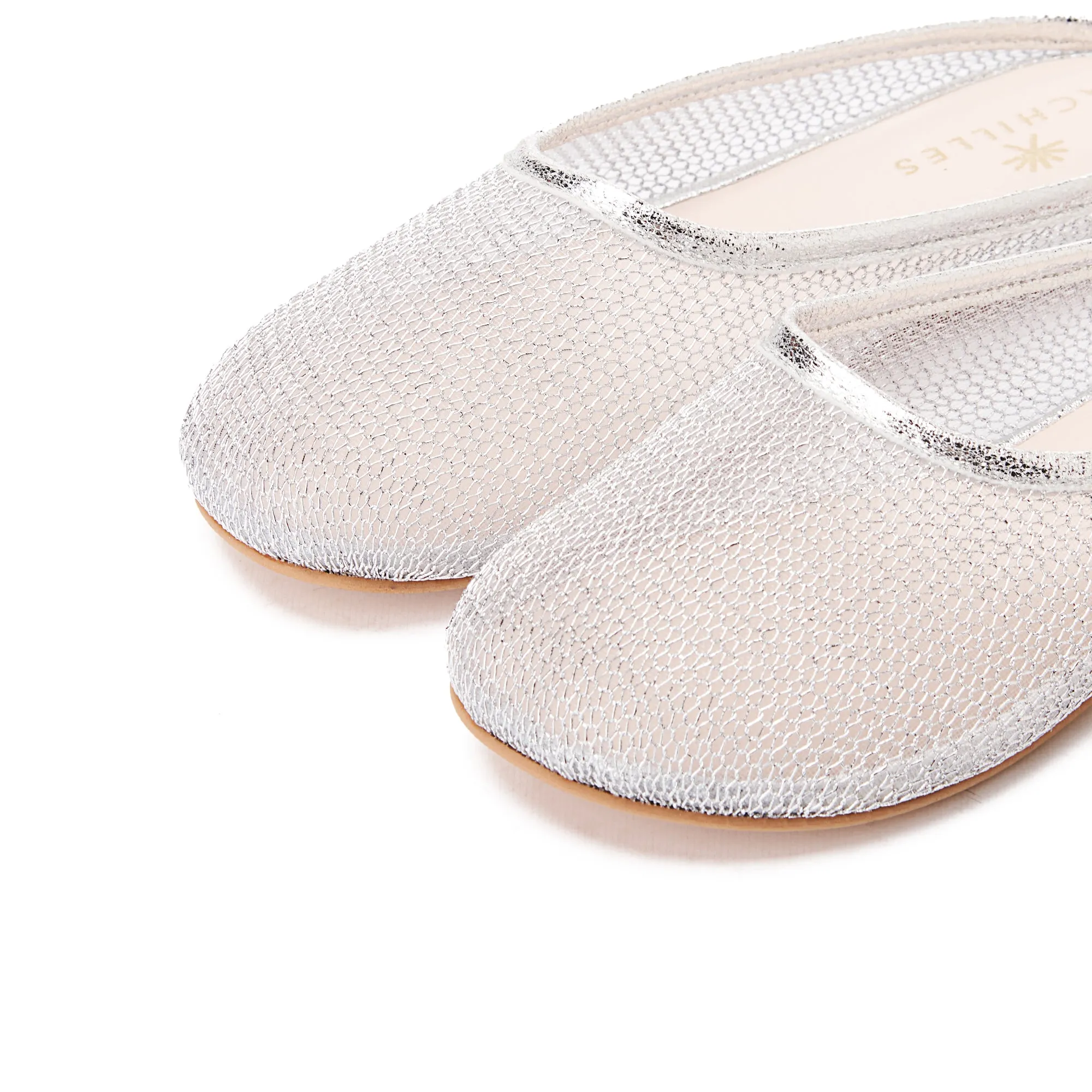 Round Toe Women's Mesh Mule Slippers - Silver