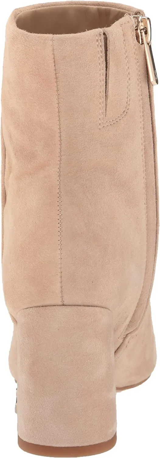 Sam Edelman Fawn Warm Oat Stacked Block Heeled Squared Toe Fashion Ankle Boots