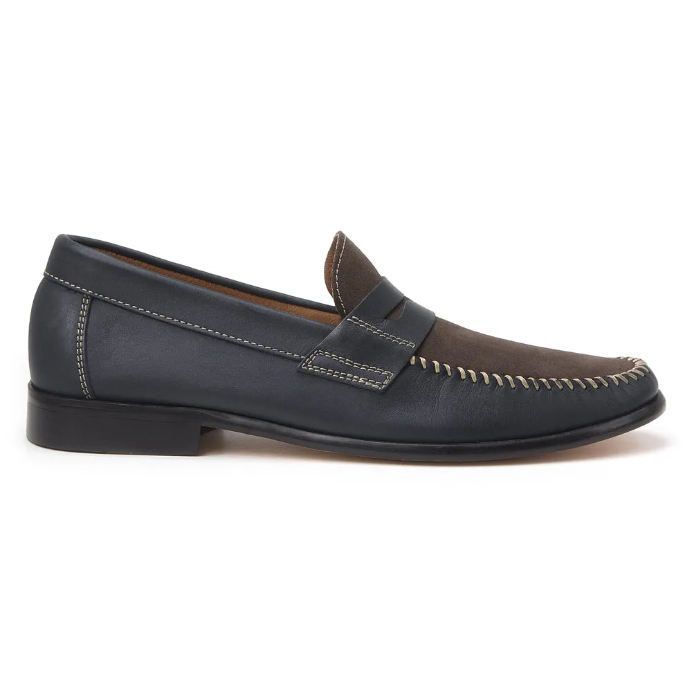 Sandro Moscoloni Hugo Navy handsewn Penny Loafer