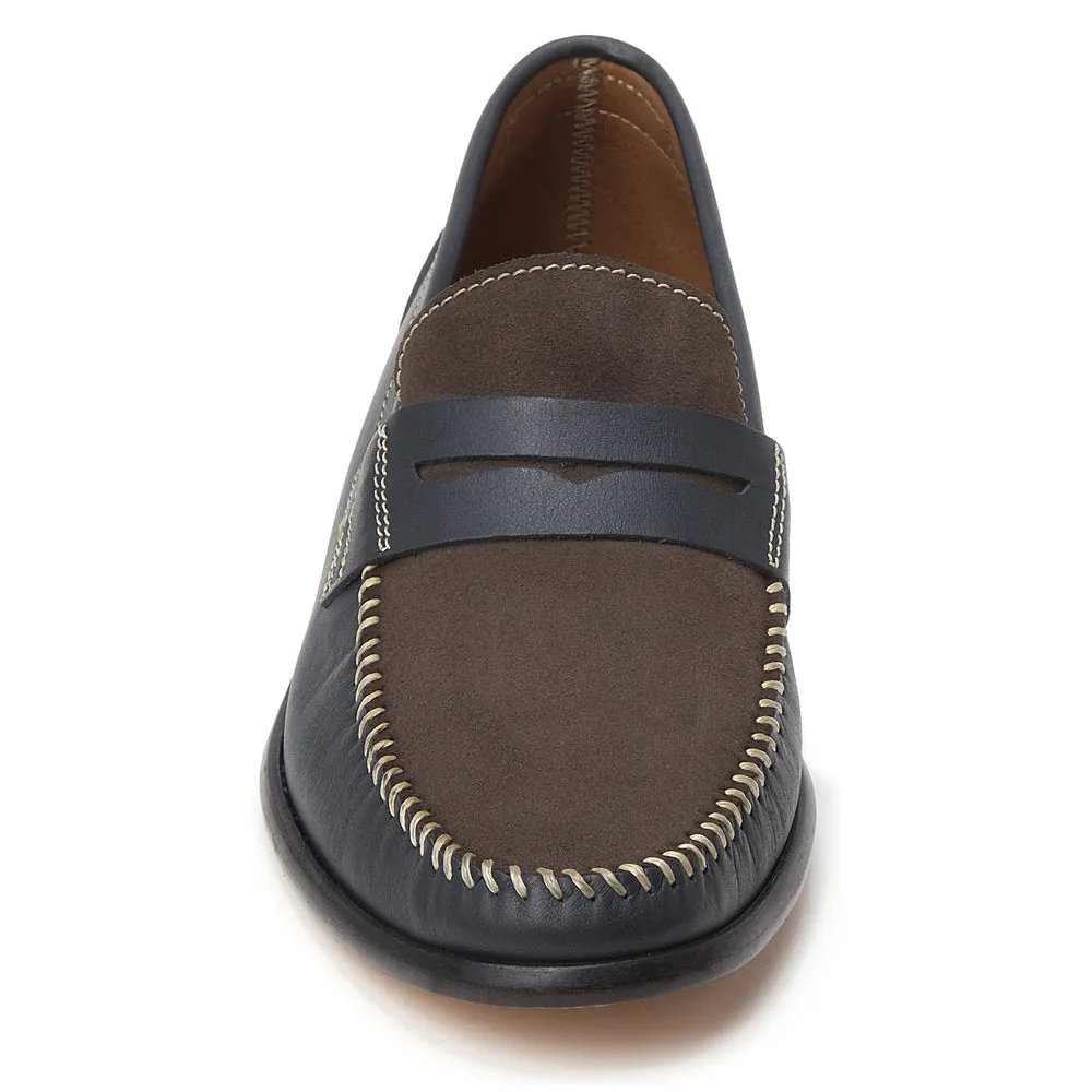 Sandro Moscoloni Hugo Navy handsewn Penny Loafer