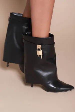 Say Yes Faux Leather High Heel Boot - Black