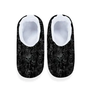 Smoke Skull Adults' Flannel Slippers Warm Winter Closed-back Indoor Shoes