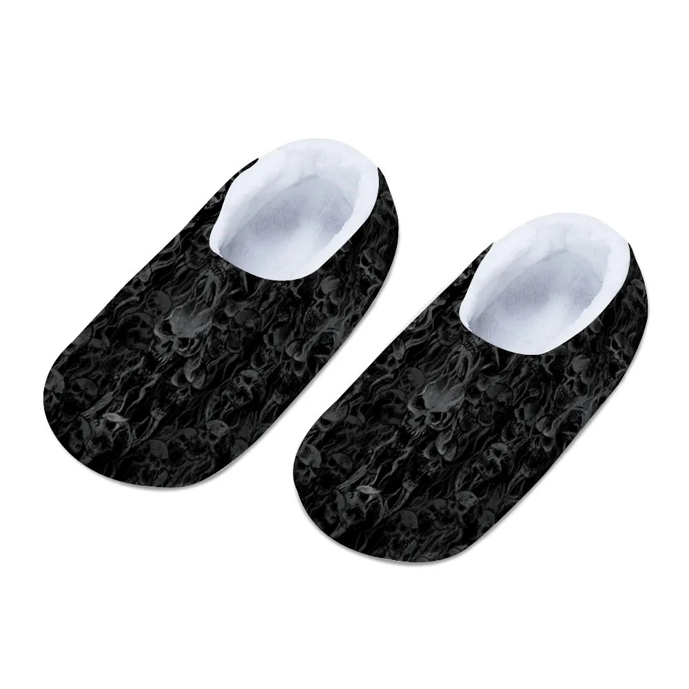 Smoke Skull Adults' Flannel Slippers Warm Winter Closed-back Indoor Shoes