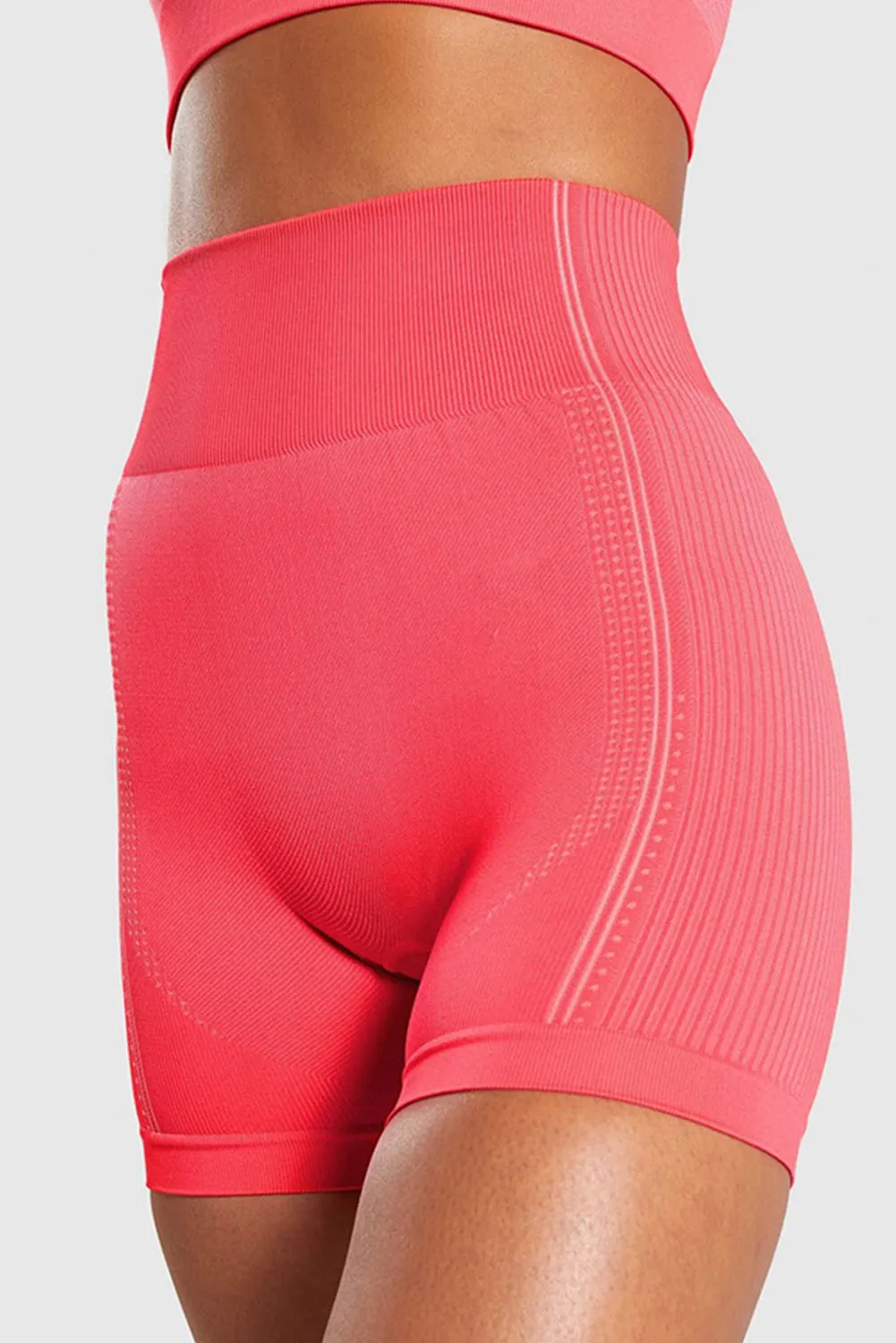 Solid Color High Waist Skinny Active Shorts