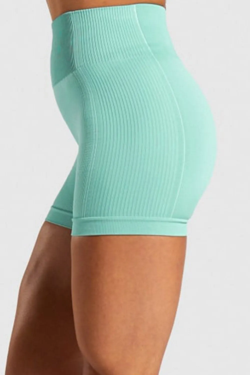 Solid Color High Waist Skinny Active Shorts
