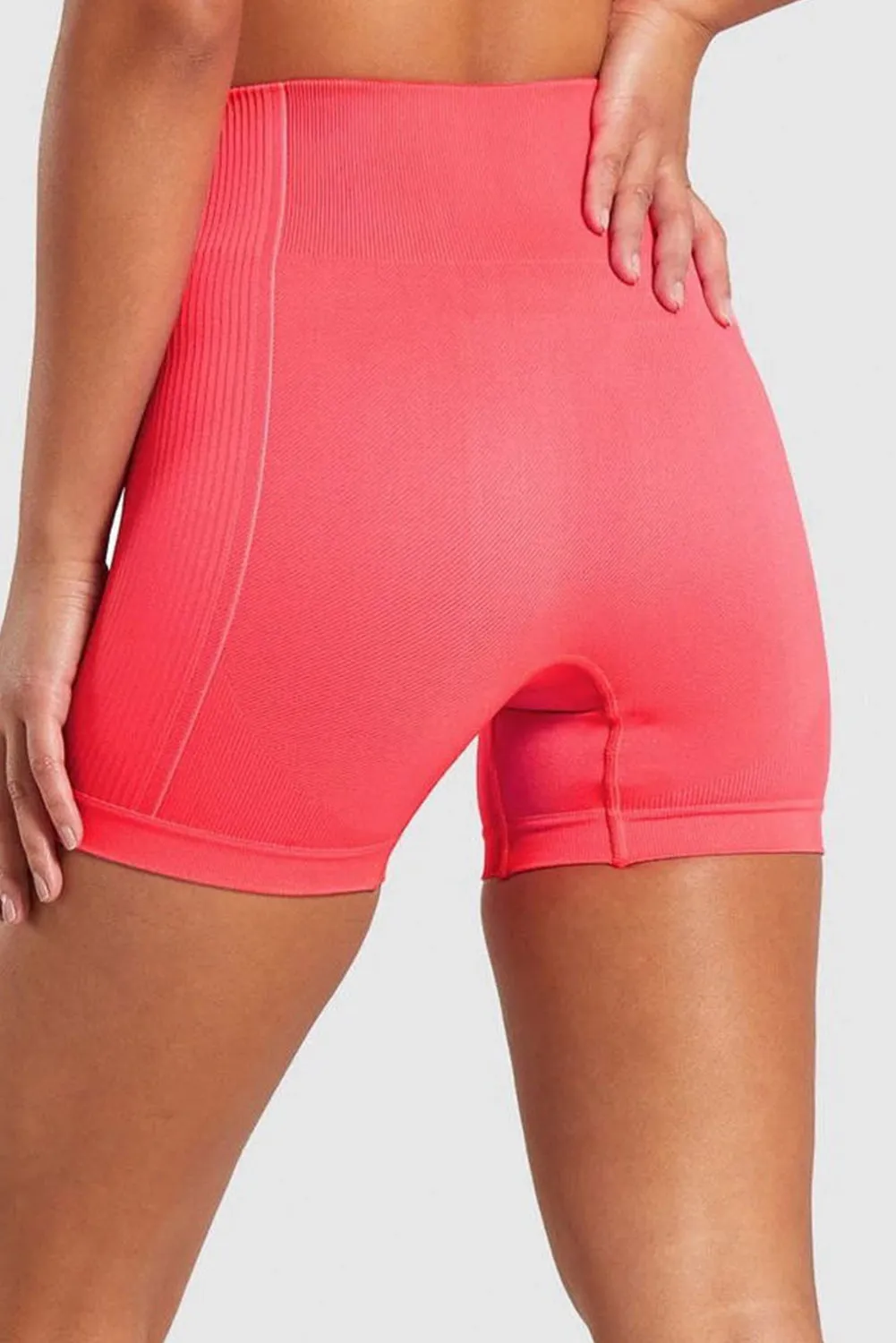 Solid Color High Waist Skinny Active Shorts