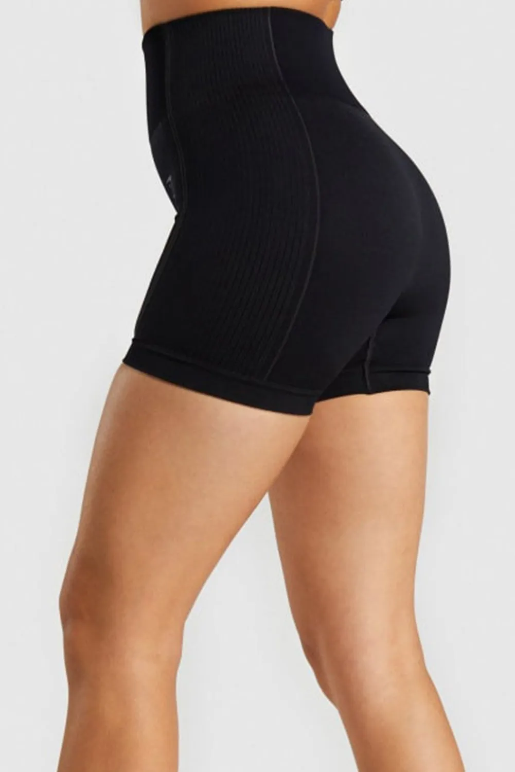 Solid Color High Waist Skinny Active Shorts