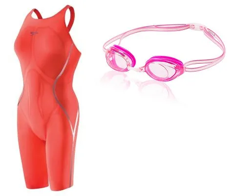 SPEEDO Fastskin LZR Racer X Open Back Kneeskin Vanquisher 2.0 Goggle Bundle(Random Color will be ship out)