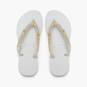 Square Shimmer Flip Flops