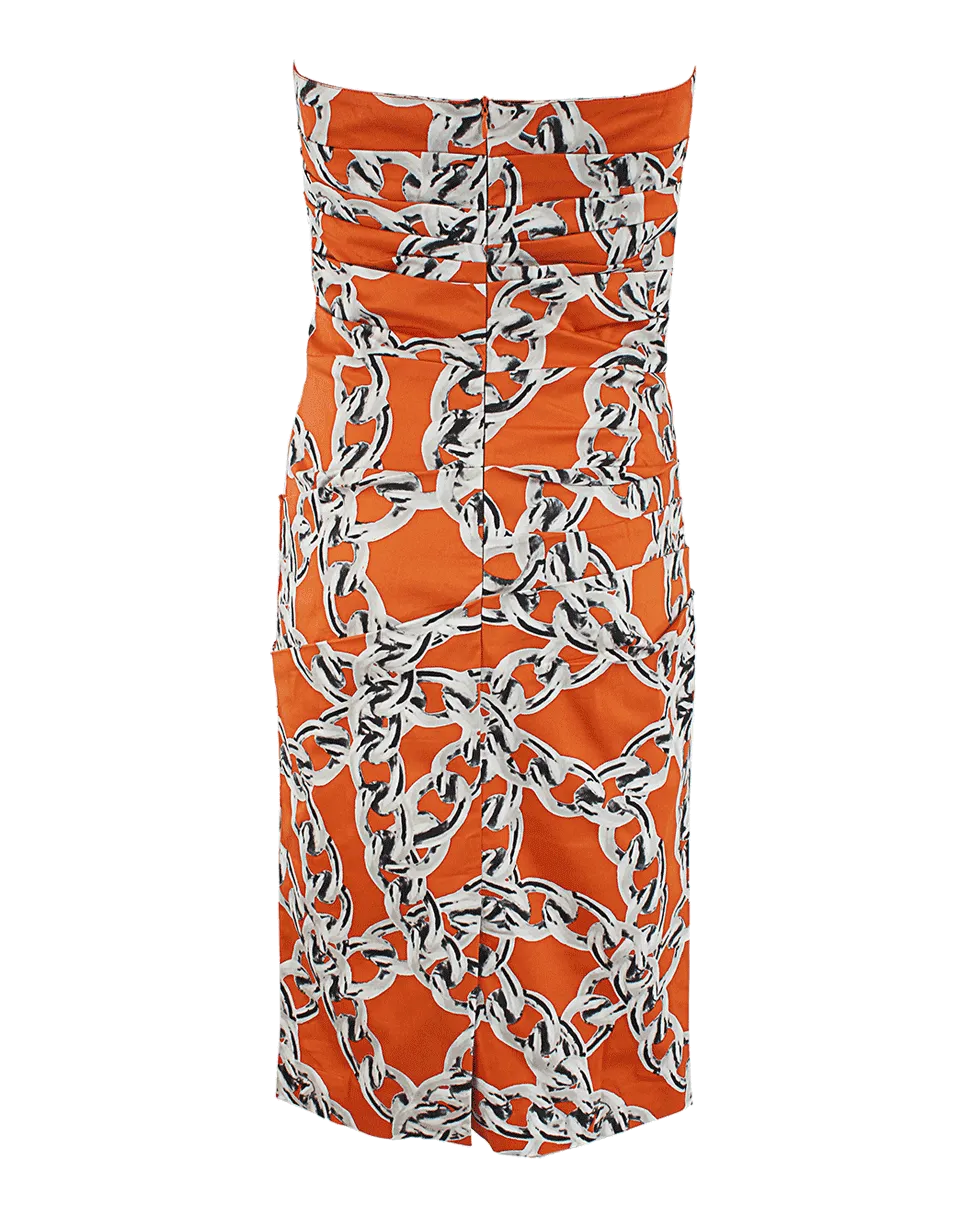 Strapless Chain Link Print Dress