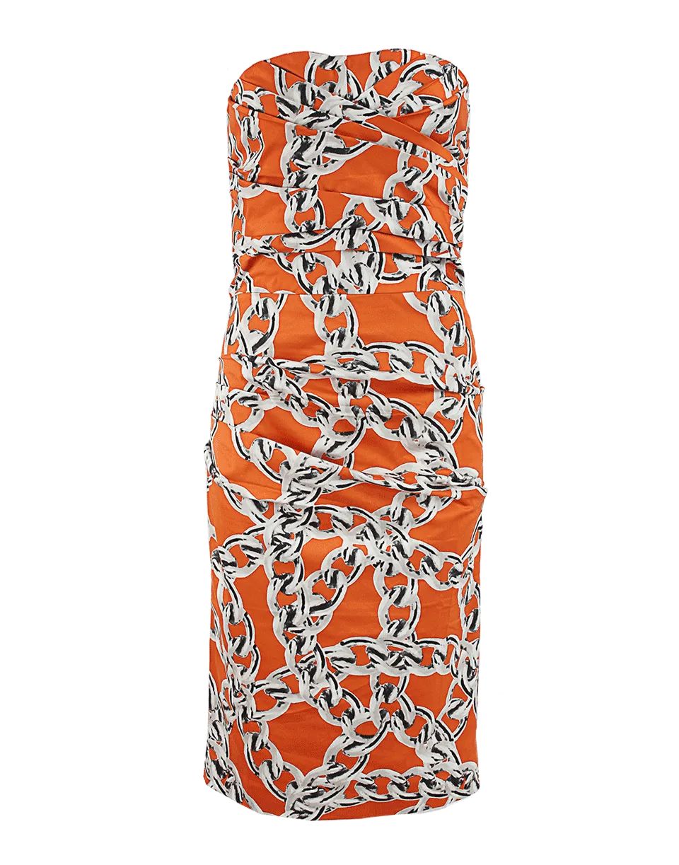 Strapless Chain Link Print Dress