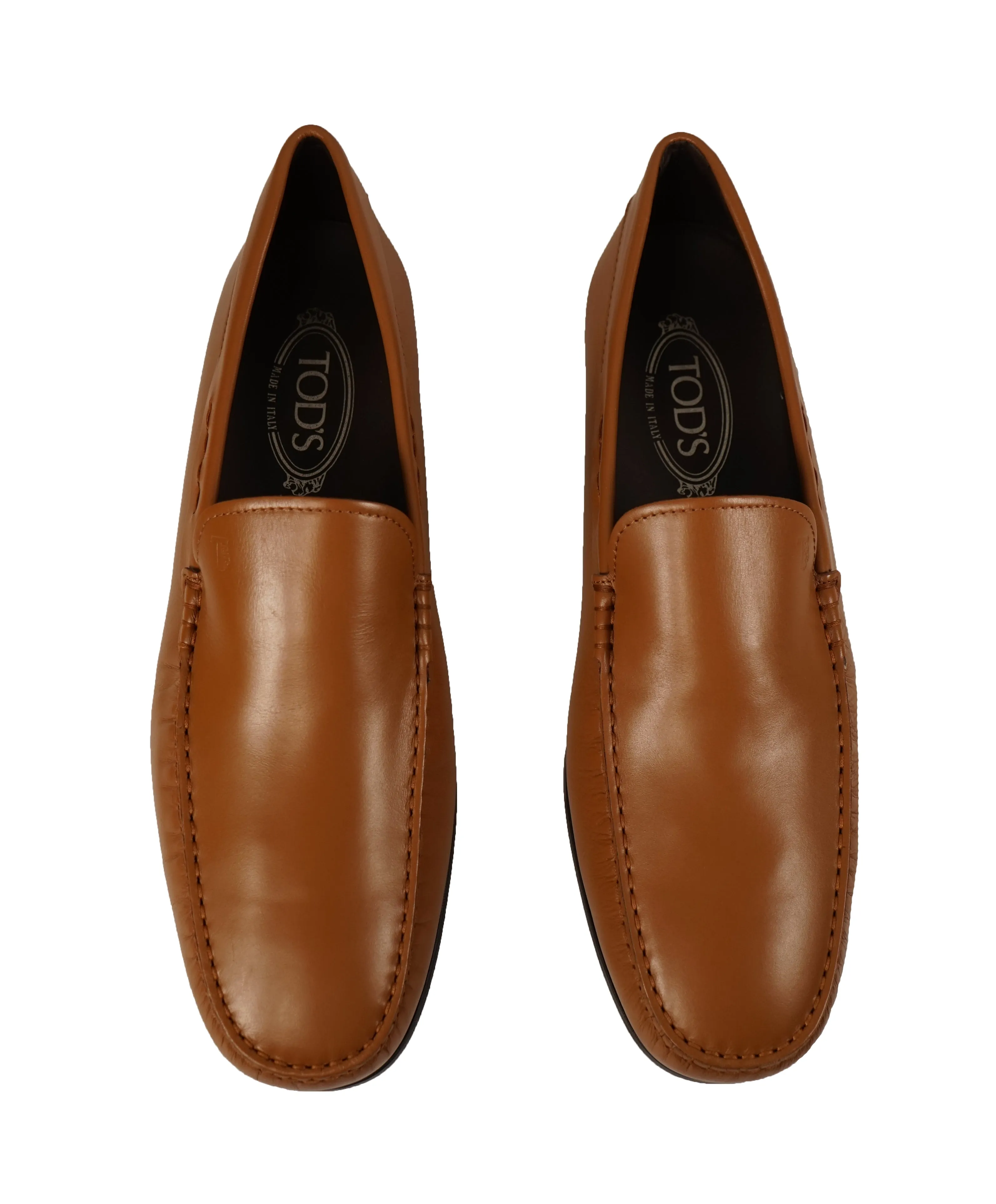 TOD’S - Brown “LOGO Gommini” Vamp Engraved Italian Leather Loafers - 12