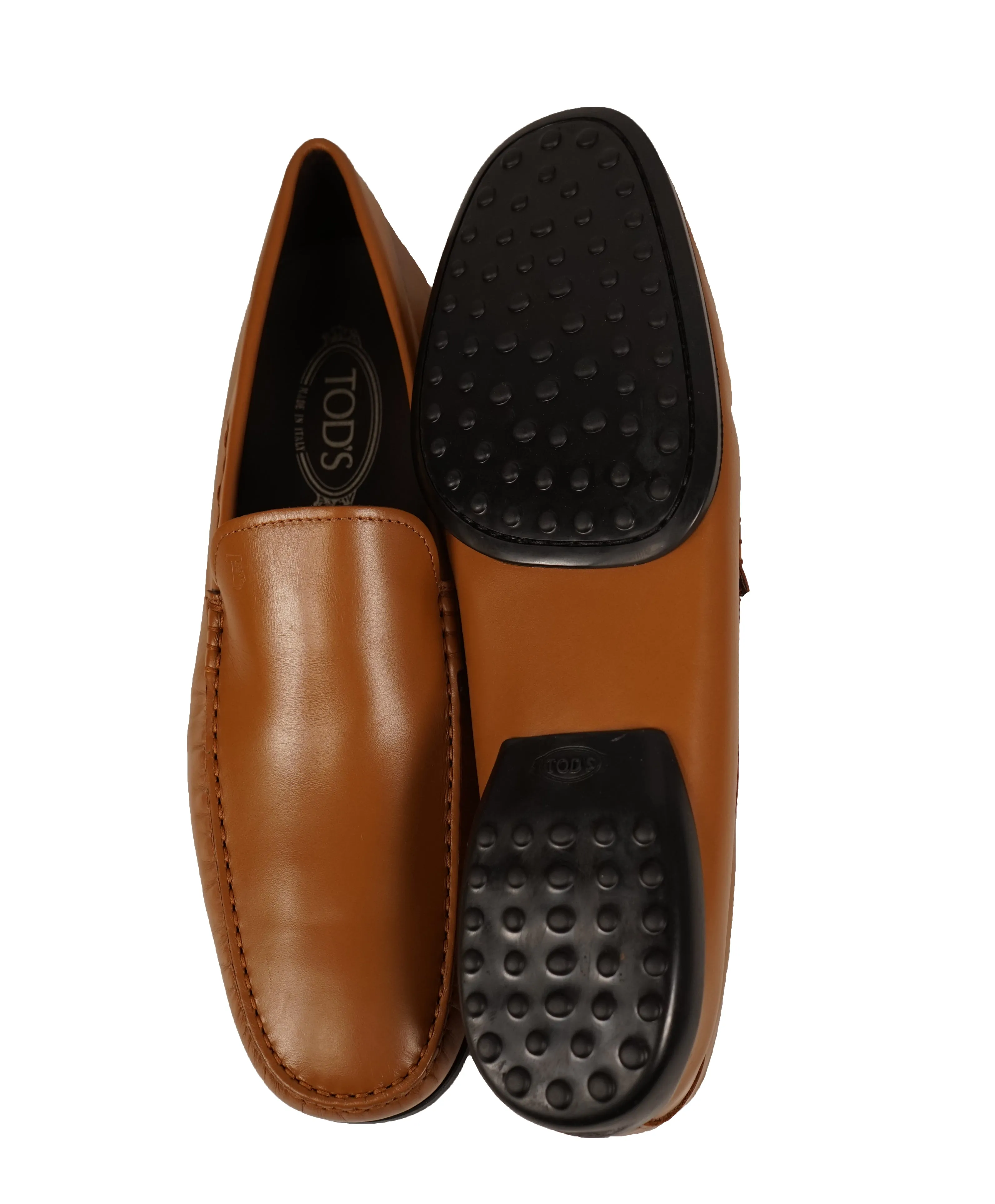 TOD’S - Brown “LOGO Gommini” Vamp Engraved Italian Leather Loafers - 12