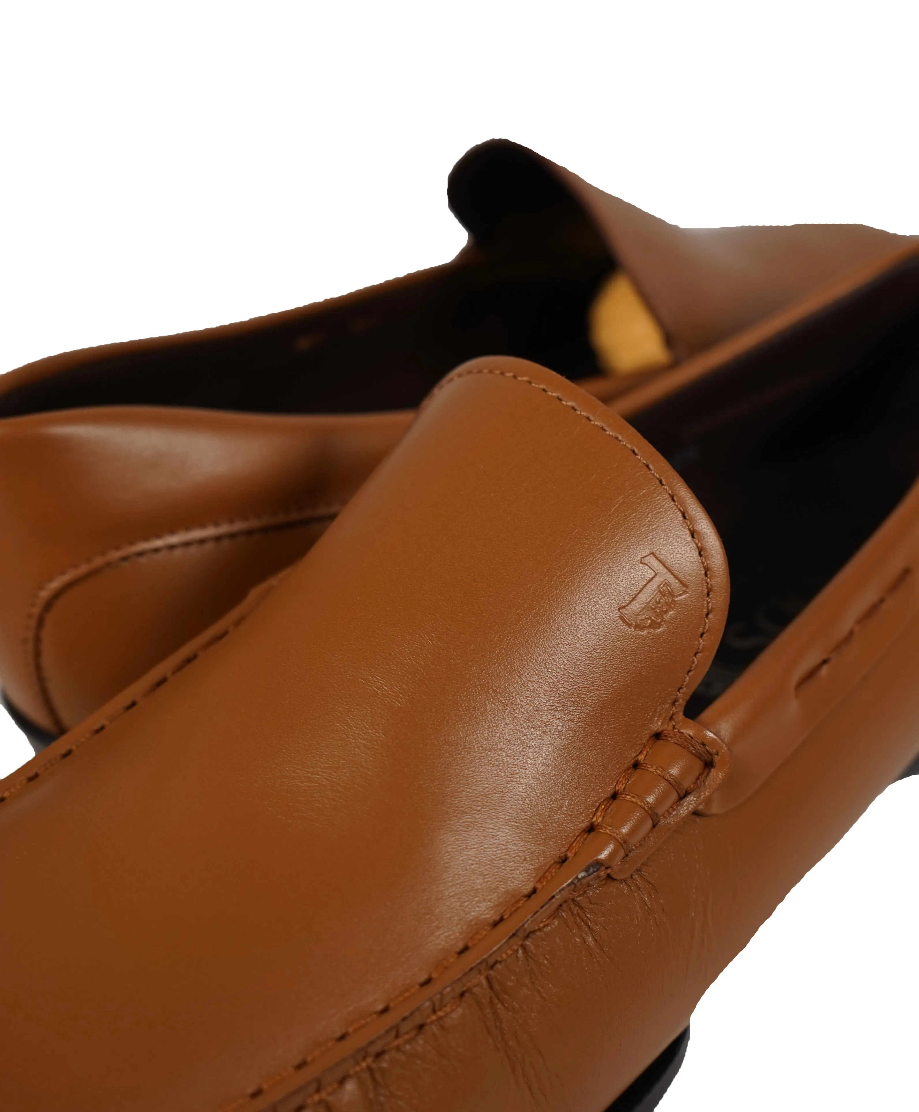 TOD’S - Brown “ LOGO Gommini ” Vamp Engraved Italian Leather Loafers - 13