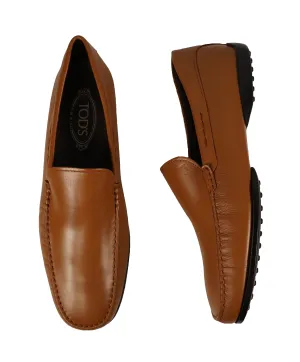 TOD’S - Brown “ LOGO Gommini ” Vamp Engraved Italian Leather Loafers - 13