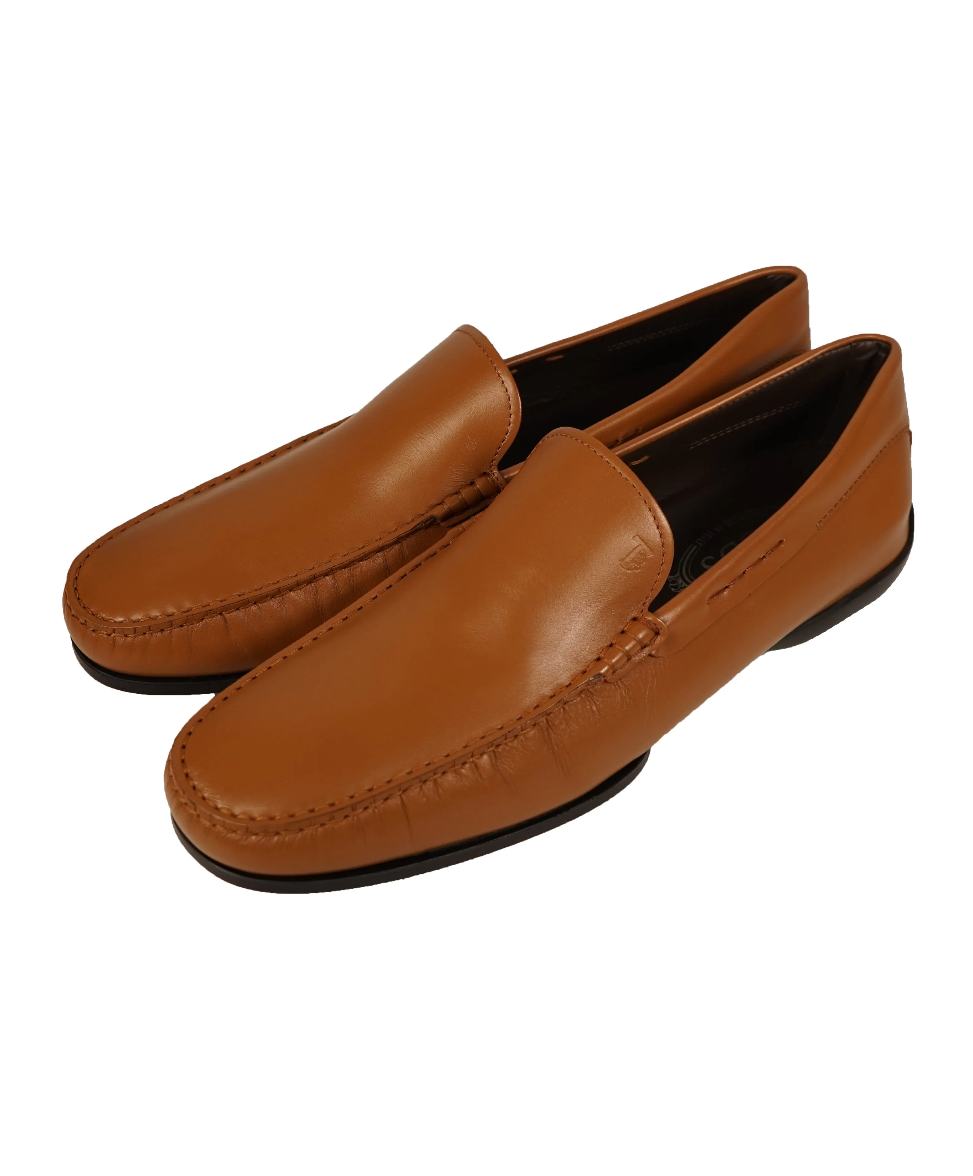 TOD’S - Brown “ LOGO Gommini ” Vamp Engraved Italian Leather Loafers - 13