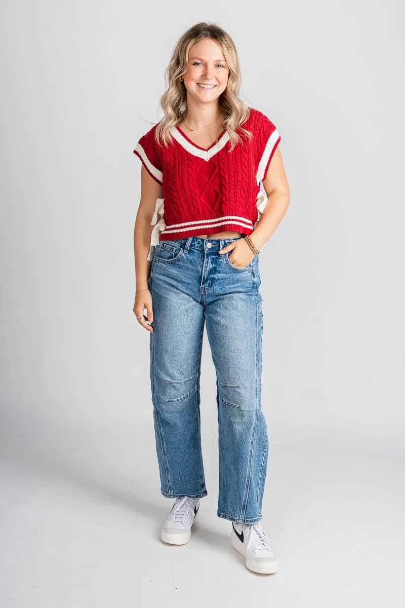 Varsity sweater vest crimson/white