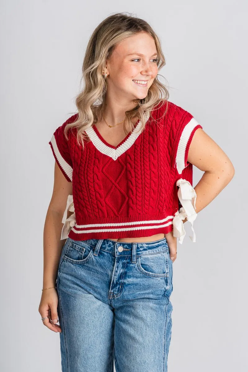 Varsity sweater vest crimson/white