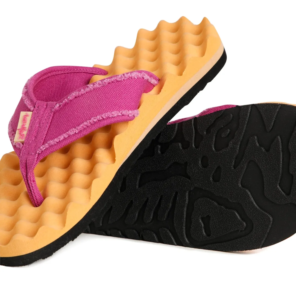 Weird Fish Womens Cayman Waffle Sole Flip Flops - Apricot
