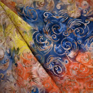 Winding Scrolls Exclusive Rayon Batik Rust/Multi