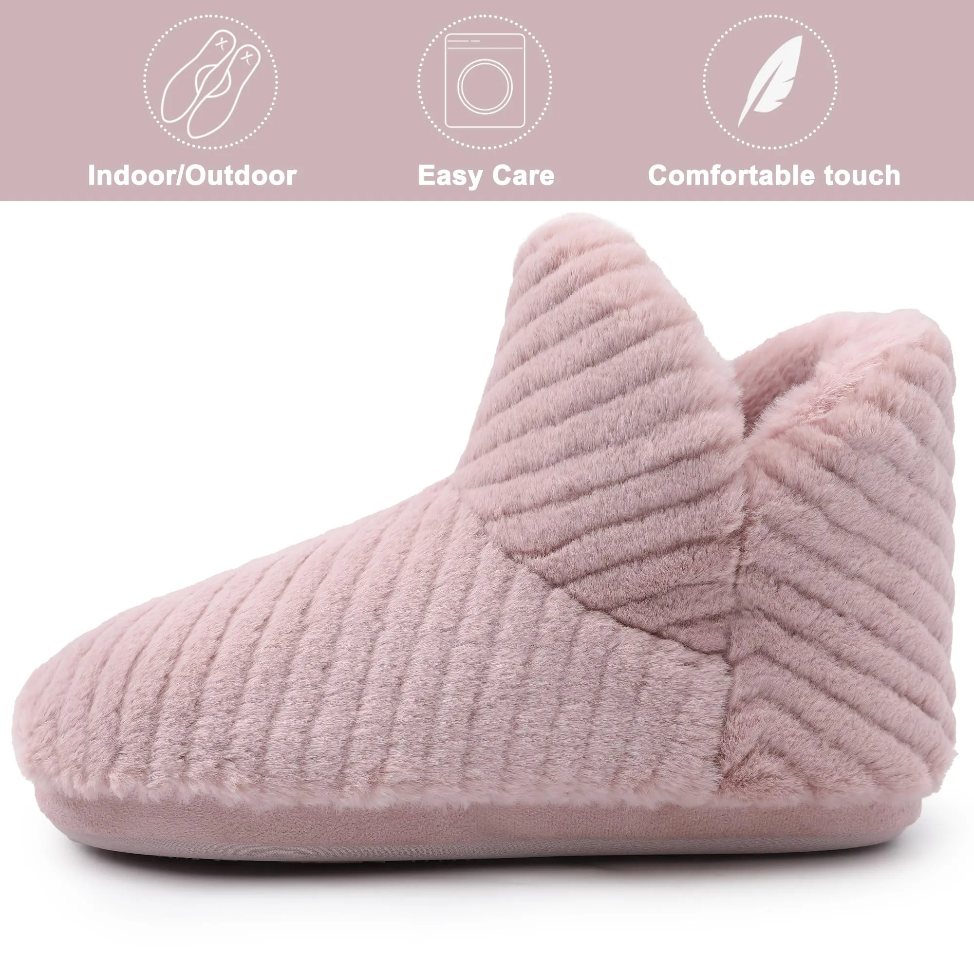 Womens Slippers Winter Warm House Shoes Comfort Soft Fleece Faux Fur Lining Bootie Slippers